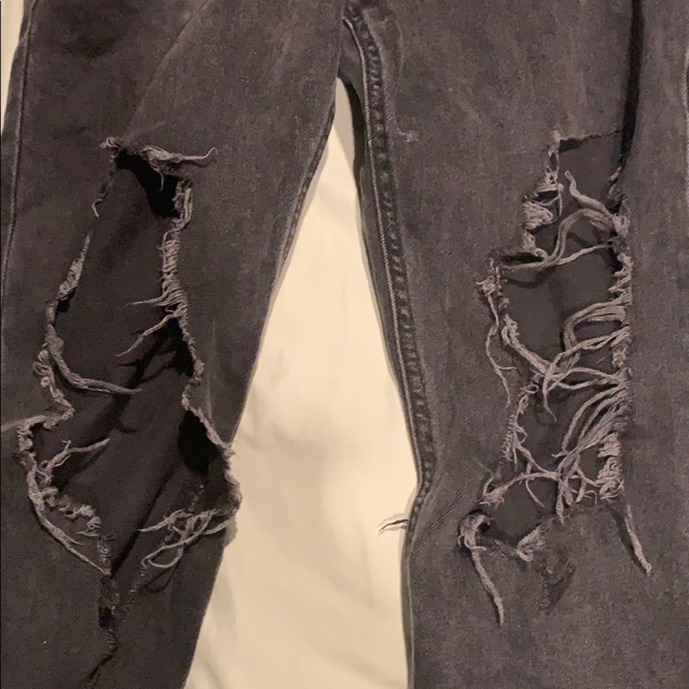 Grey/black boyfriend big ripped jeans